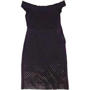 H Halston Studded Off-the-Shoulder Bodycon Sheath Dress